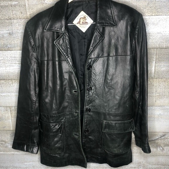 The original leather line lge vintage 90s black 100% leather jacket - Picture 1 of 8